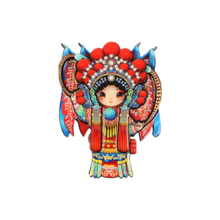 木质京剧脸谱冰箱贴中国风礼品Q版磁贴送老外穆桂英关羽杨贵妃