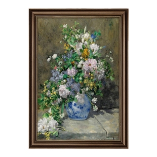 美式玄关装饰画法式挂画雷诺阿印象派油画花卉客厅走廊过道壁画