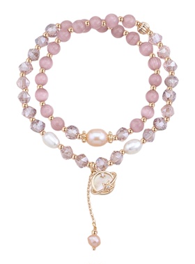 AJIDOU阿吉豆手链女猫眼水晶叠戴