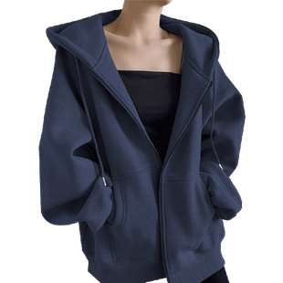 山东即墨卫衣银狐绒宽松连帽开衫外套女秋冬款加绒加厚大码上衣潮