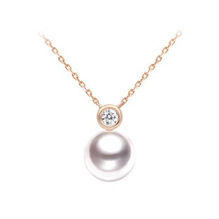 GiO珠宝 生辰石Akoya海水珍珠项链女18K金戴妃款吊坠颈链送礼物