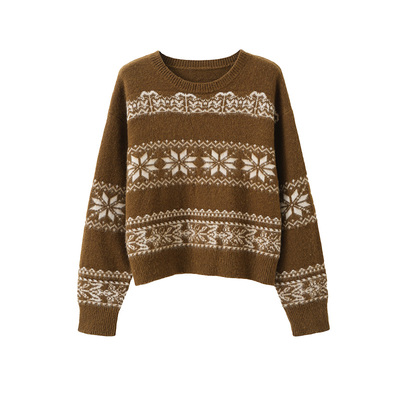 popchrio羊毛费尔岛提花毛衣