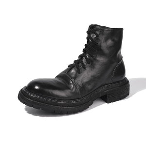 dreambox钧博男靴高档水洗马皮高帮工装马丁靴手工固特异皮靴