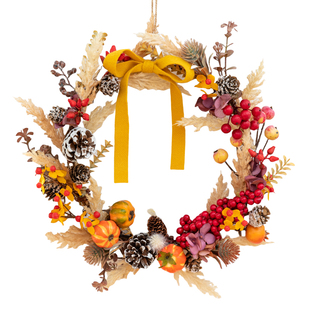 阿楹 餐厅卧室房间门挂饰奶油新年墙遮丑绿植蝴蝶结圣诞装饰花环