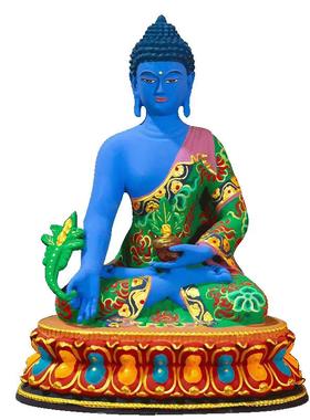 闯隆精工彩绘铜像三世佛雕像摆件