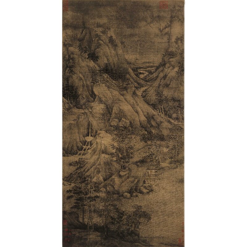 1:1明仇英《梧竹书堂图》国画中国古代名家山水画高清微喷复制