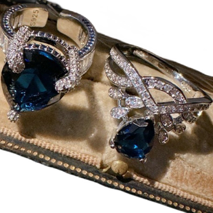 马达加斯加蓝花藤宝石项链罗马宫廷镀18K金法拉赫藏蓝水滴耳环