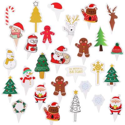 圣诞节蛋糕装饰圣诞老人插牌插卡