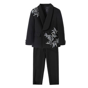 罗蒙儿童西装套装男童新中式国风礼服小主持人钢琴演出服男孩西服