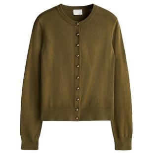 HM女装毛针织衫冬季miu系开衫空调衫薄款针织外套1237776