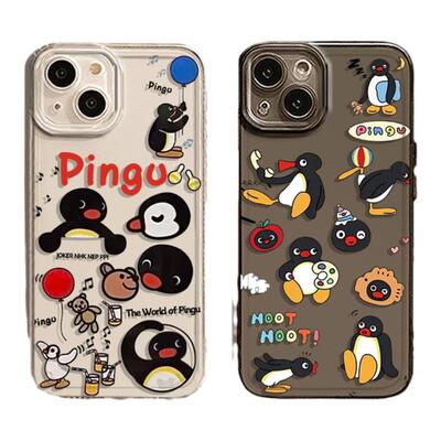 适用苹果手机壳pingu透明卡通