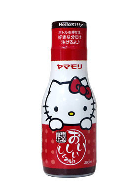 日本山森HELLO KITTY美味酱油200ml原装进口小瓶酿造酱油寿喜锅