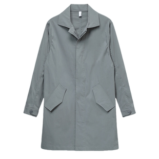 春季薄款单层 男装风衣日系中长款翻领外套男 纯色 休闲 复古流行