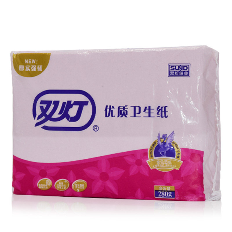 双灯平板卫生纸家用 纸巾10包方草纸厕纸擦方手纸280g红色卫生纸