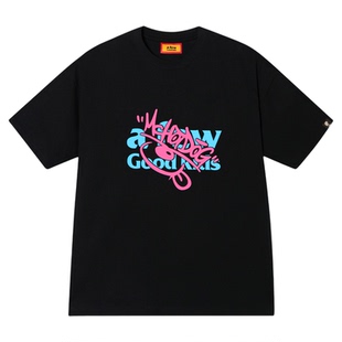 AFGK x MC Hotdog联名 喷绘撞色涂鸦印花短袖T恤男女夏季美式体恤
