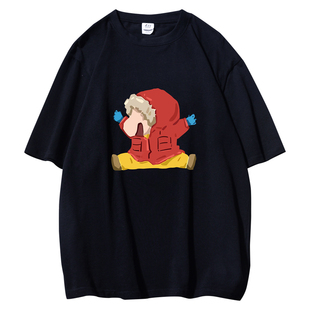 美式街头蜡笔小新潮牌短袖男款夏季潮流2026新款情侣宽松纯棉t恤