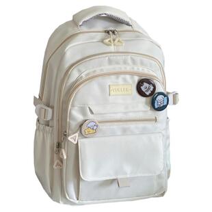 大容量多隔层双肩包简约休闲大学生书包女初中高中生校园背包男潮