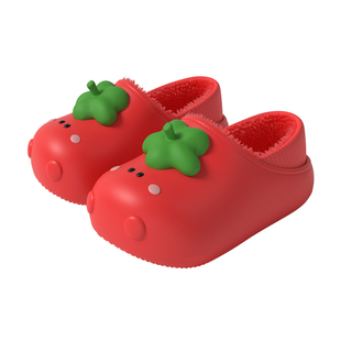 番茄包跟棉拖鞋女冬季居家室内宿舍少女心包头防水保暖情侣毛毛拖