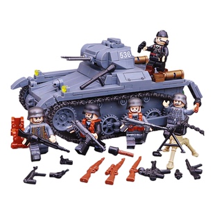 适用于乐高积木二战德军国防运兵装甲坦克摩托碉堡儿童拼装玩具