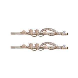 仙气铃兰花一字夹复古粉色发卡子仿珍珠发夹刘海对夹侧边碎发头饰