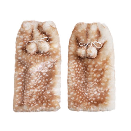 包邮小鹿纹麋鹿圣诞节Y2K亚文化仿皮草堆堆袜jk毛球毛绒套腿袜套