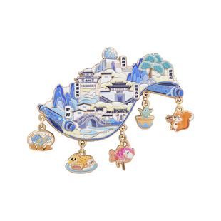 水墨黄山挂坠冰箱贴宏村迎客松安徽特色地标景点打卡文创纪念品