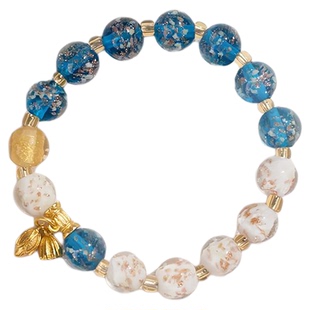 【普陀山正品】金沙琉璃手串夜光女款金箔香灰瓷双拼色手链情侣