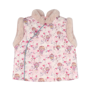 大耳象女童新中式毛绒旗袍马甲冬宝儿拜年服3M雪丽棉加厚保暖上衣