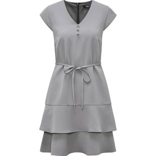 【高级感】G2000女装2025商场同款舒适配腰带层次感伞形V领连衣裙