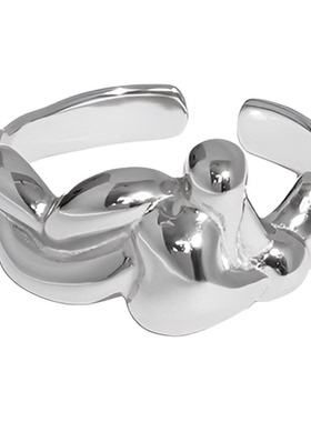 戒指通体S925纯银不规则交叉简约