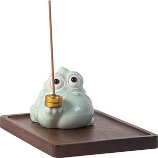 招财金蟾线香炉陶瓷家用室内香插香座可爱茶台桌面香薰炉摆件香器