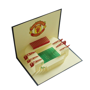 足球场模型立体贺卡 生日礼物 手工diy纸雕纪念祝福商务卡片厂家