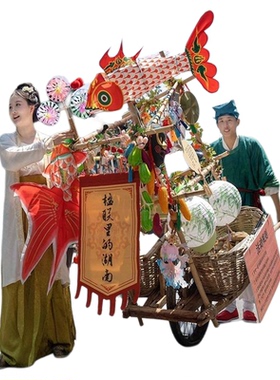 恬梦家居老式卖货郎车装饰摆件