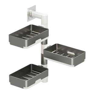 肥皂盒免打孔香皂架卫生间置物架旋转壁挂式沥水高档厕所家用多层