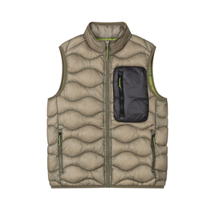 Alex 户外白鹅绒保暖超轻羽绒马甲男 户外7D东丽绗缝撞色羽绒服