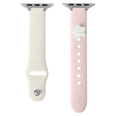 适用于苹果手表表带s11新款硅胶iwatch s10镭雕创意se运动智能腕带series9女款AppleWatch876保护套壳XL配件