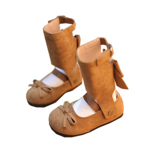 宝宝短靴女2岁半-3-6-9岁女秋冬季女宝两穿勃肯鞋儿童靴子公主靴