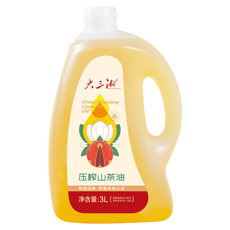 湖南大三湘茶油压榨有机野山茶油山茶籽油食用油3L