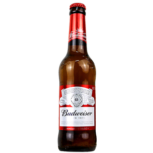 Budweiser百威瓶装啤酒美式拉格经典醇正236ml24瓶装整箱纯生啤酒