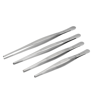 上海金钟正品敷料镊圆头有齿组织带钩镊不锈钢辅料镊子12.5-30cm