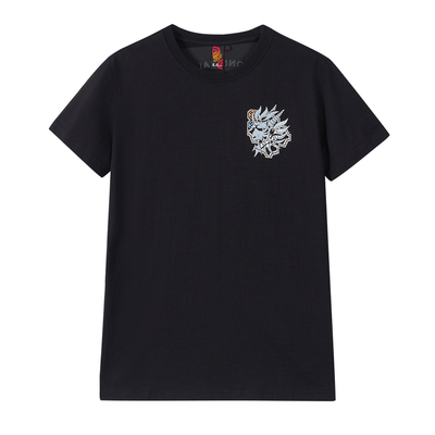 ONIARAI/鬼洗26春夏新品鬼洗和艺术十字绣双鬼头短T男 W830116
