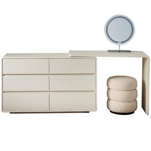 全友家居2025新款现代简约卧室家用化妆桌伸缩转角斗柜一体梳妆台