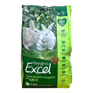 现货英国Burgess布格斯薄荷成兔粮1.5KG兔饲料成年兔零食提摩西草