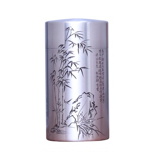 李丽手刻郑板桥竹兰锡器锡茶叶罐