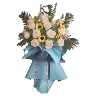 开业花篮假花商场门店橱窗摆设轻奢高档路引花交车剪彩典礼仿真花