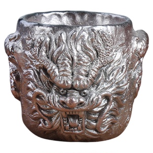 匠仙龙首孤品纯手工复古柴烧主人杯老岩泥功夫茶盏志野单杯礼盒装