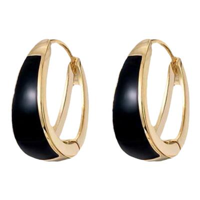 气质黑色耳扣精致小耳圈滴油耳饰