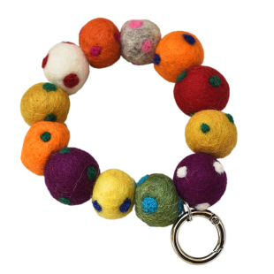 亚热带风尼泊尔波点圆球球手串包包挂件手工羊毛毡钥匙扣手环少女