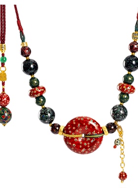 donguan冬官大漆气风轻奢项链平安扣漆器原创民族风复古瑞纹绯