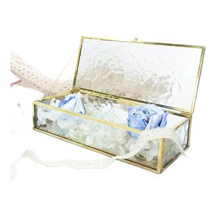 简约现代金边玻璃首饰盒欧式饰品收纳盒婚礼伴手礼装饰盒子回礼盒